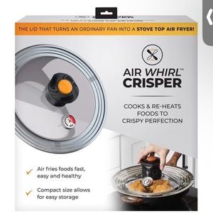 Air Whirl 6050039 Crisper Innovative Cooking Air Fryer Lid - Glass & S-Steel